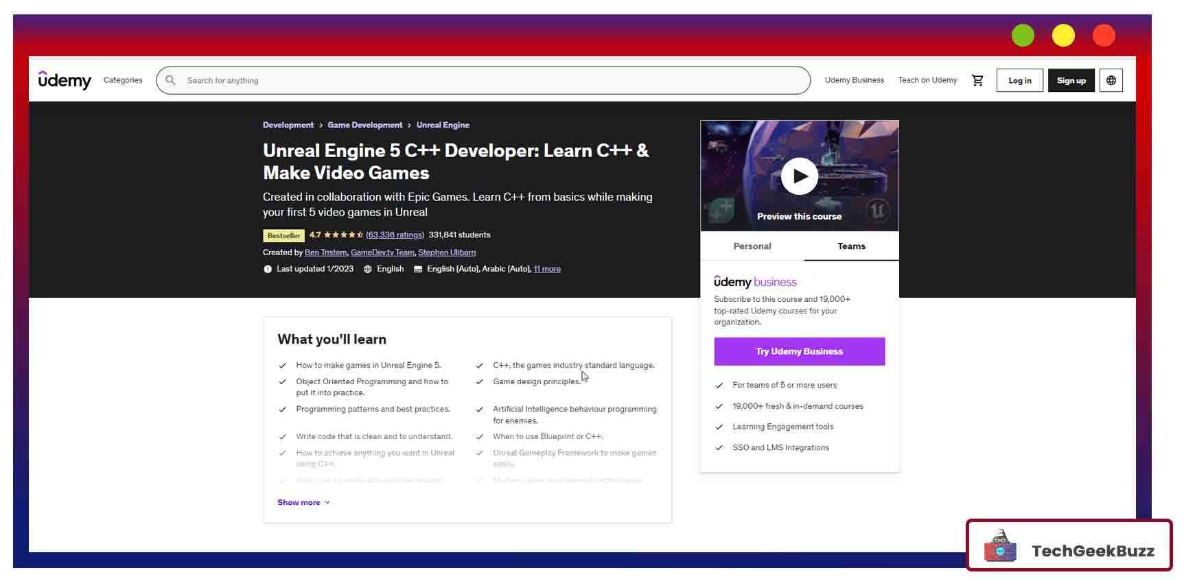 Unreal Engine C++ Developer: Learn C++ and Make Video Games