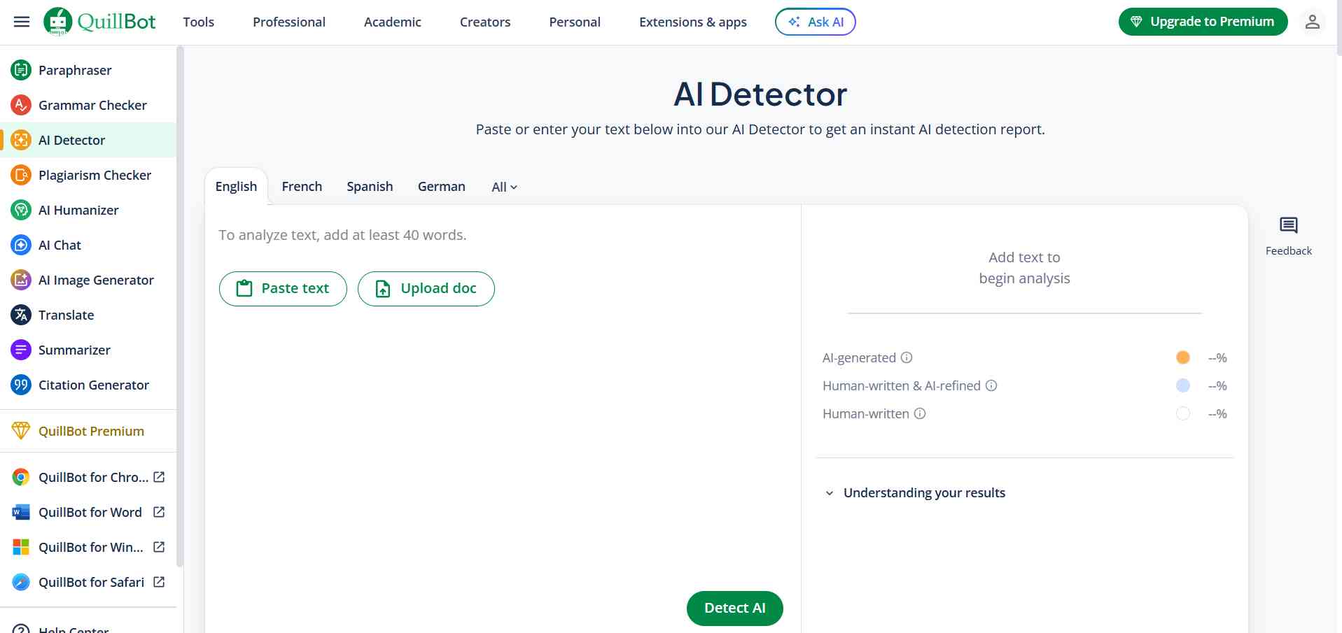 QuillBot's AI Detector